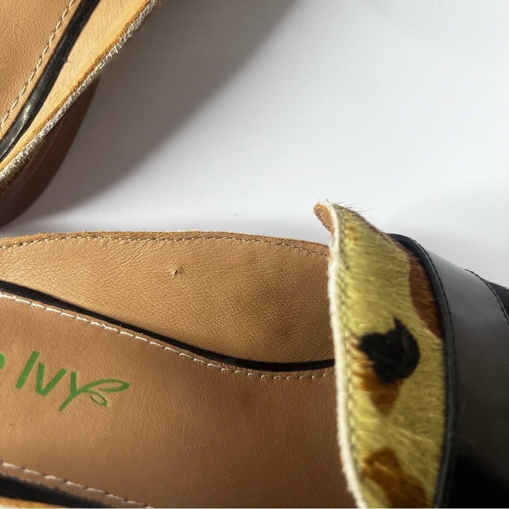 True Ivy camouflage green slip on mules pony hair leather womens shoes size 6M - Picture 6 of 6